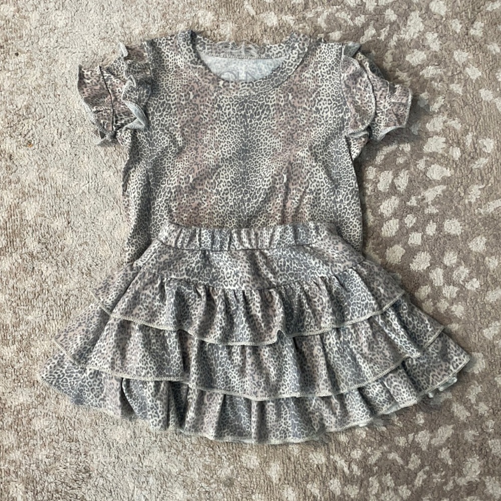 Chaser Girls leopard print ruffle skort with matching tee